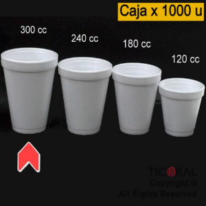 VASO TERMICO DESCARTABLE 300 CC BLANCO COPOBRAS x 1000 (40 paq x 25 unid)